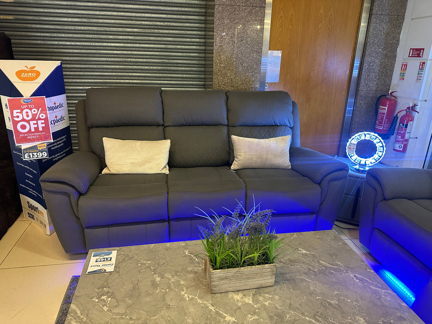 Arizona 3&2 grey fabric Power Recliner - special offer - Free removal of old sofa
