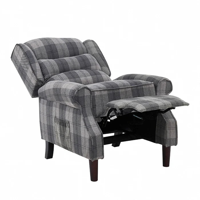 Single tartan grey manual recliner