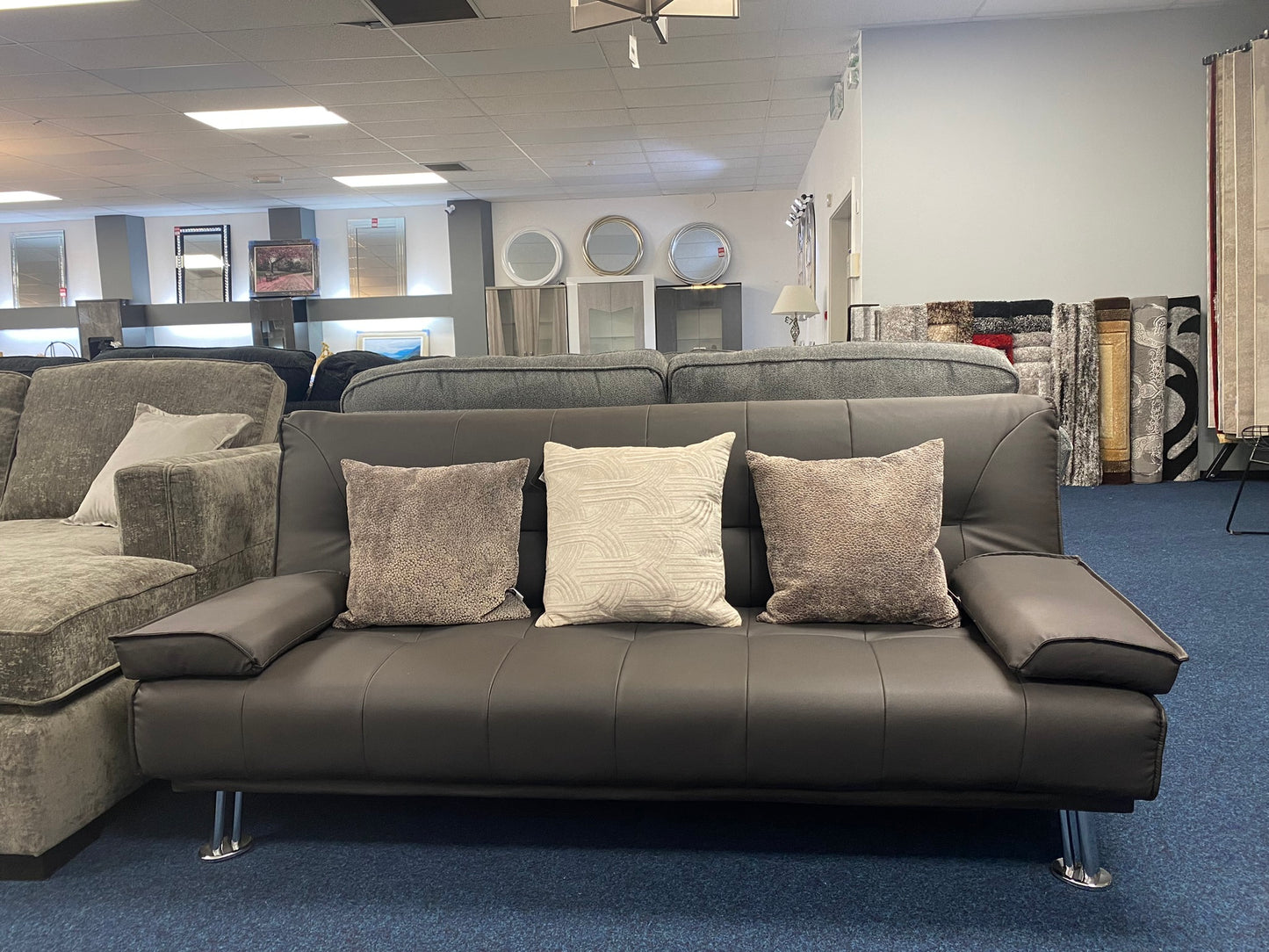 Contemporary Faux Leather Click-Clack Sofa Bed