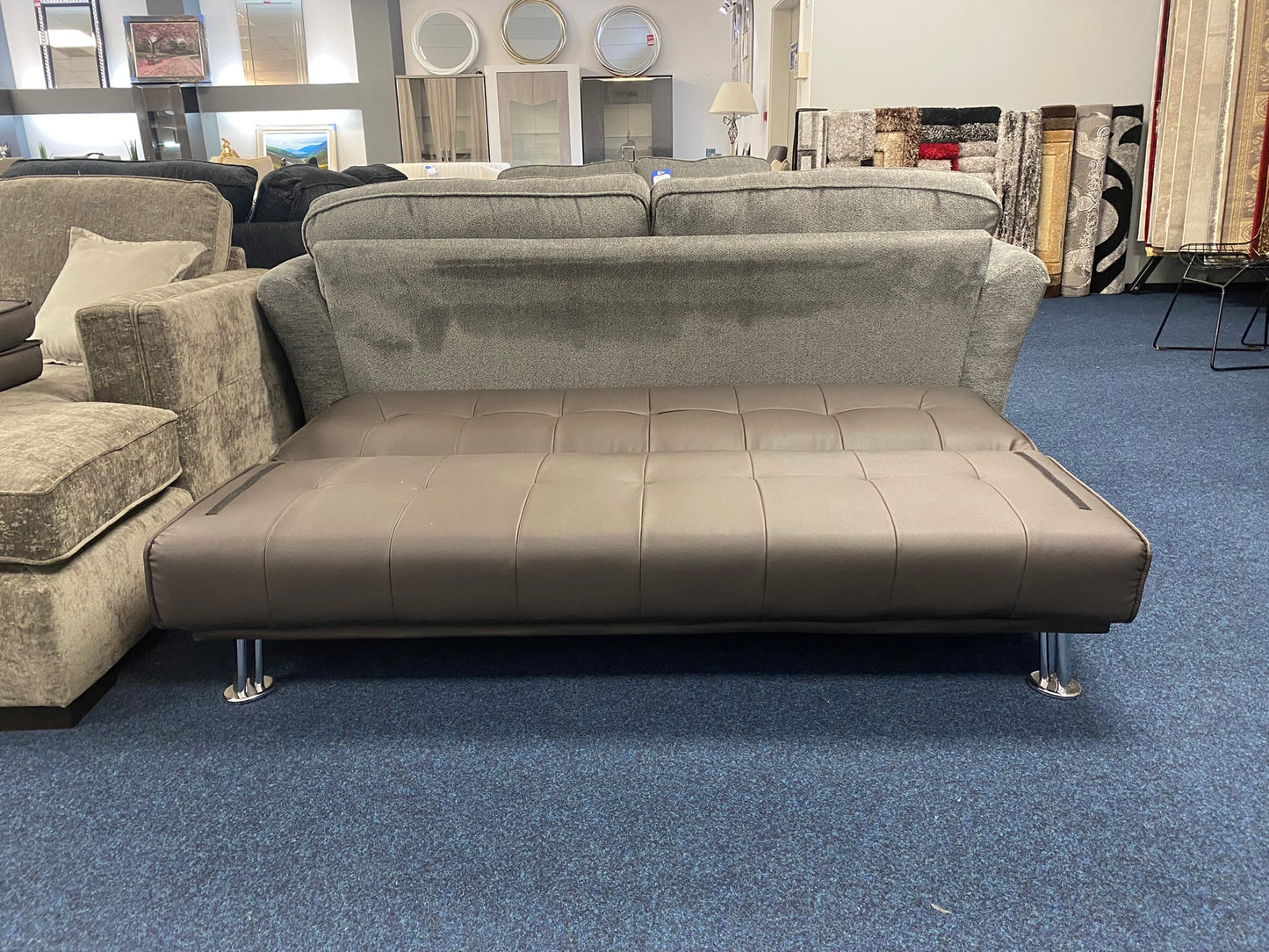 Contemporary Faux Leather Click-Clack Sofa Bed