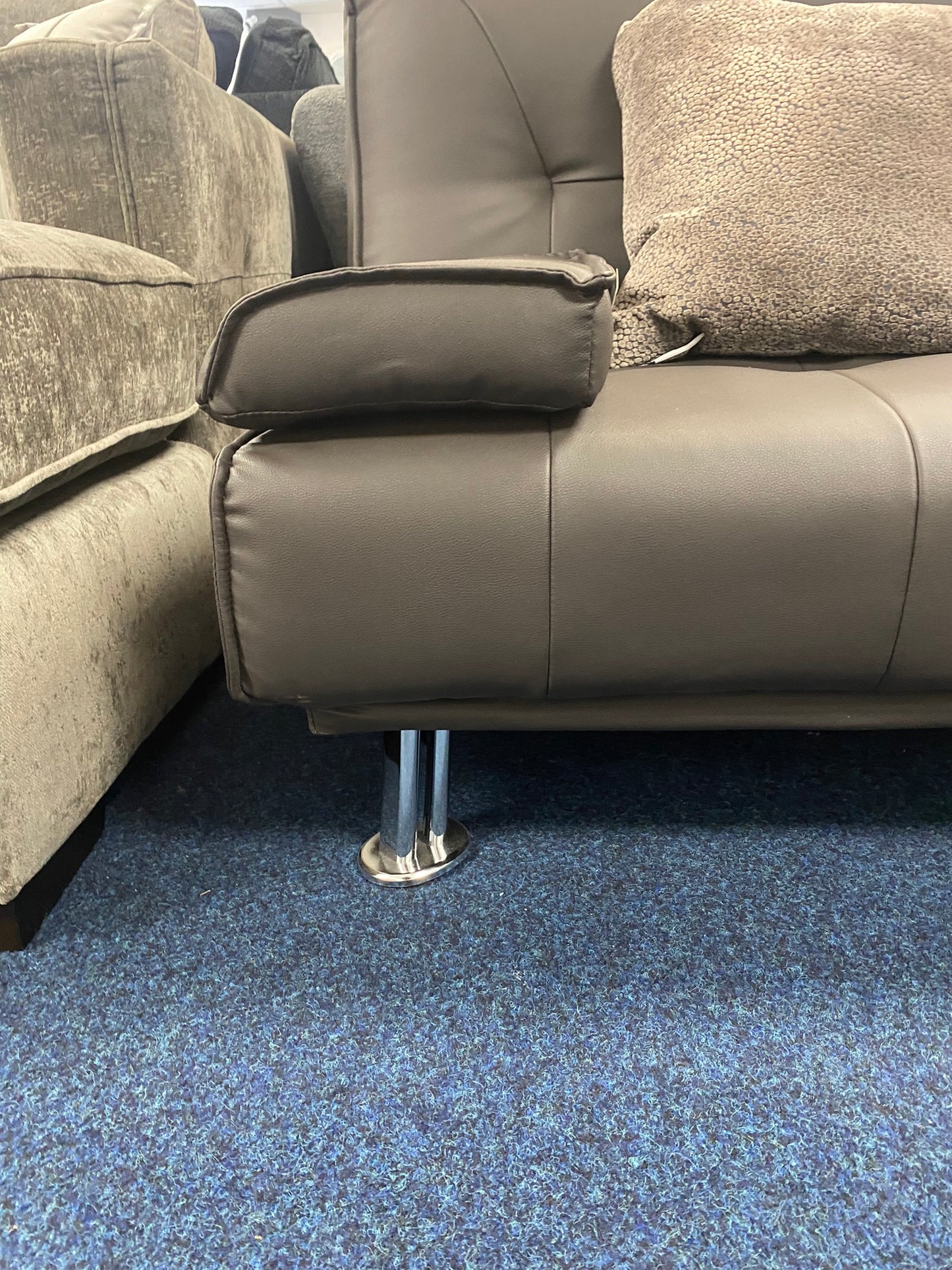 Contemporary Faux Leather Click-Clack Sofa Bed