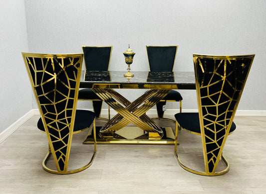Dine in Luxury with Our Black & Gold Elegance