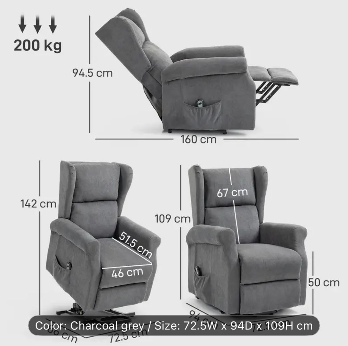 TILT and LIFT HI RISER RECLINER CHAIR
