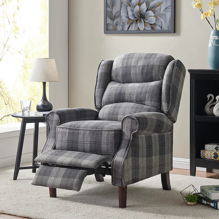 Single tartan grey manual recliner