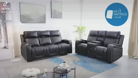 3&2 Cinima sofa with multimedia - Bluetooth speakers , LED light & Usb charger Available in Black or Grey